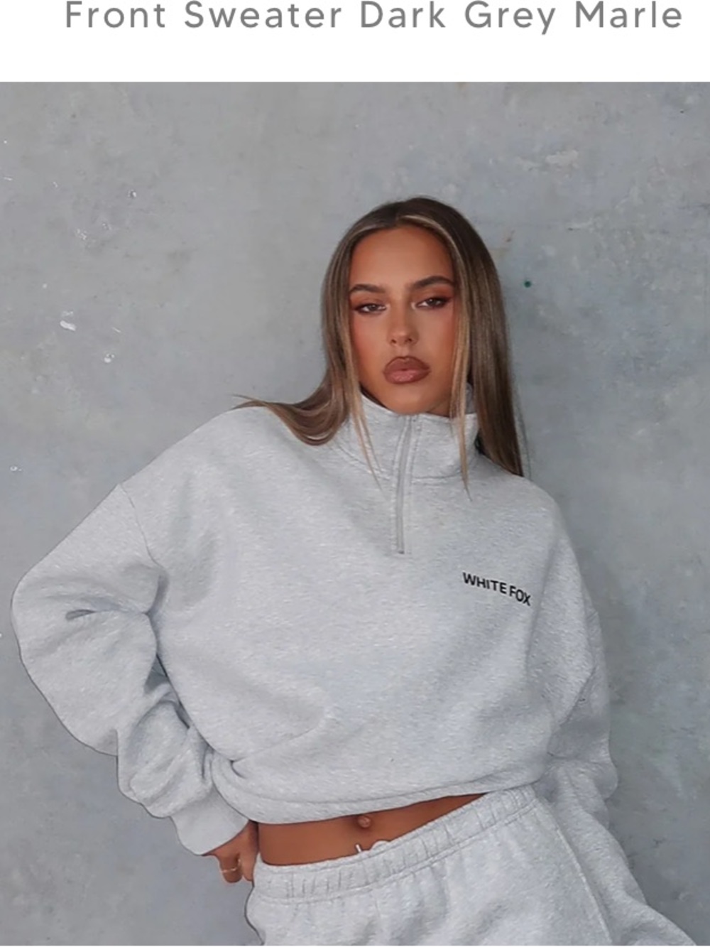 Wildfox Light Grey Marle Half-Zip Sweatshirt - Picture 3 of 13